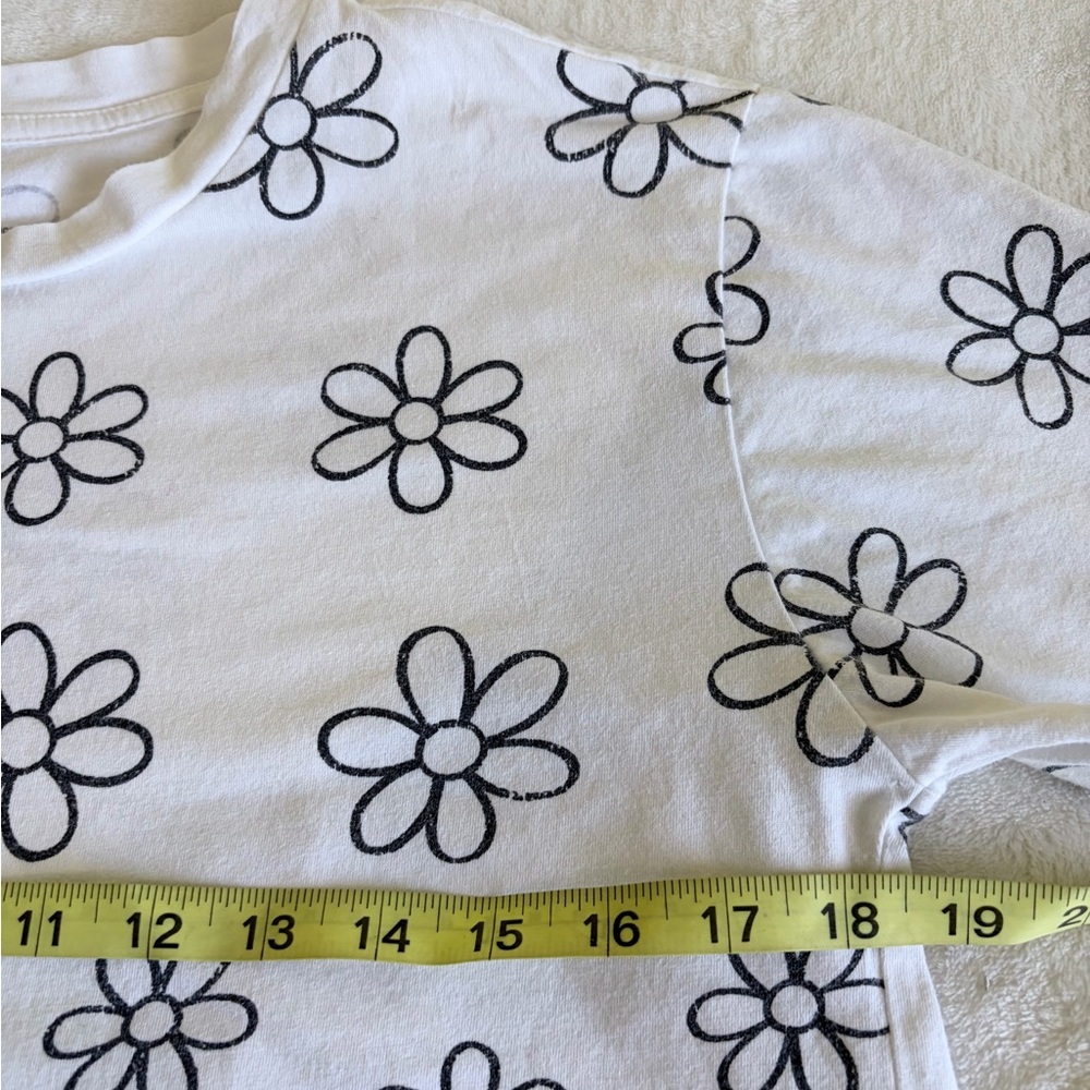 Organic Generation Floral Crop Shirt - White & Black 100% Cotton Sz M‎ - Picture 3 of 4